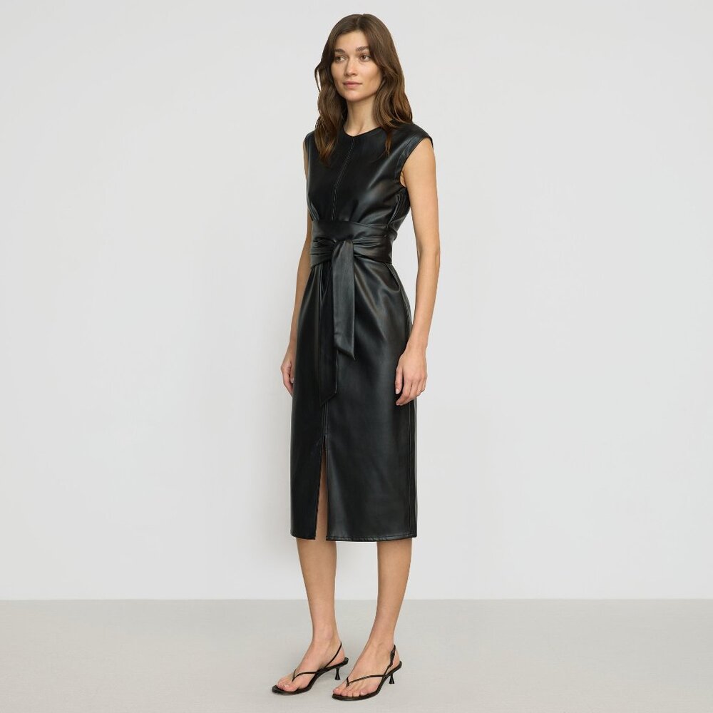 Modern Citizen Pilar Vegan Leather Tie-Front Dress Size MBlack / Regular / M